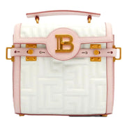 Balmain B-Buzz 23 Pink White Tote Crossbody Shoulder Bag Quilted Leather available at Queen Bee of Beverly Hills