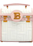Balmain B-Buzz 23 Pink White Tote Crossbody Shoulder Bag Quilted Leather available at Queen Bee of Beverly Hills