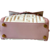 Balmain B-Buzz 23 Pink White Tote Crossbody Shoulder Bag Quilted Leather available at Queen Bee of Beverly Hills