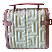 Balmain B-Buzz 23 Pink White Tote Crossbody Shoulder Bag Quilted Leather available at Queen Bee of Beverly Hills