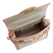 Balmain B-Buzz 23 Pink White Tote Crossbody Shoulder Bag Quilted Leather available at Queen Bee of Beverly Hills