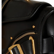 Balmain Blaze Black Smooth Calf Leather Medium Flap Shoulder Bag available at Queen Bee of Beverly Hills