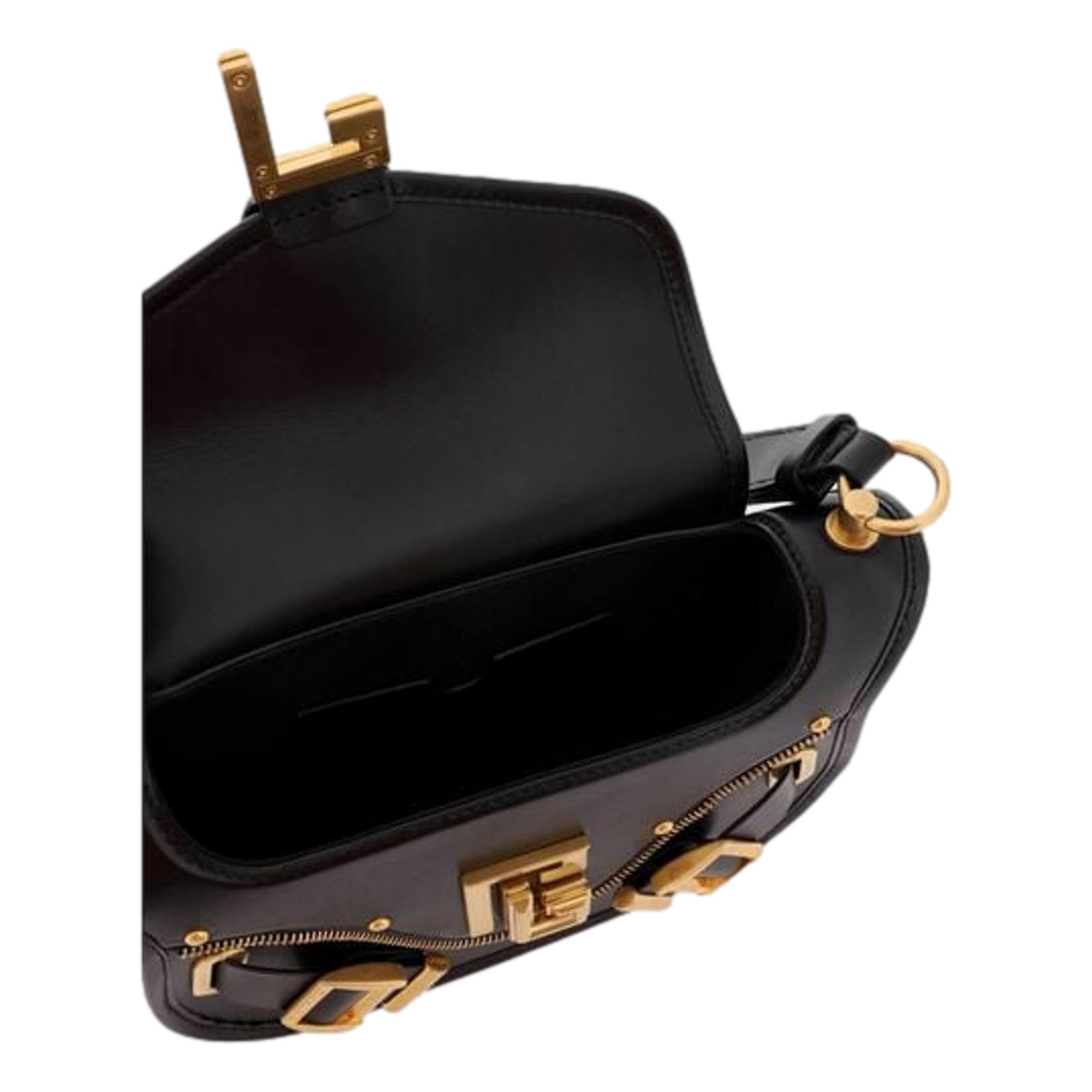 Balmain Blaze Black Smooth Calf Leather Medium Flap Shoulder Bag available at Queen Bee of Beverly Hills