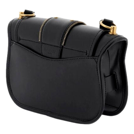 Balmain Blaze Black Smooth Calf Leather Medium Flap Shoulder Bag available at Queen Bee of Beverly Hills