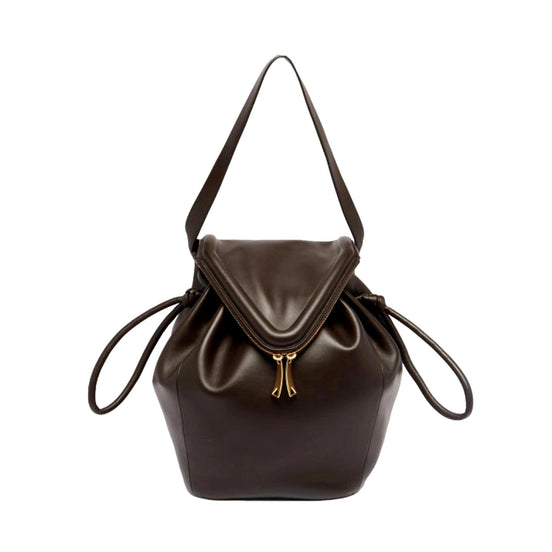 Bottega Veneta Beak Large Brown Calfskin Shoulder Bag available at Queen Bee of Beverly Hills