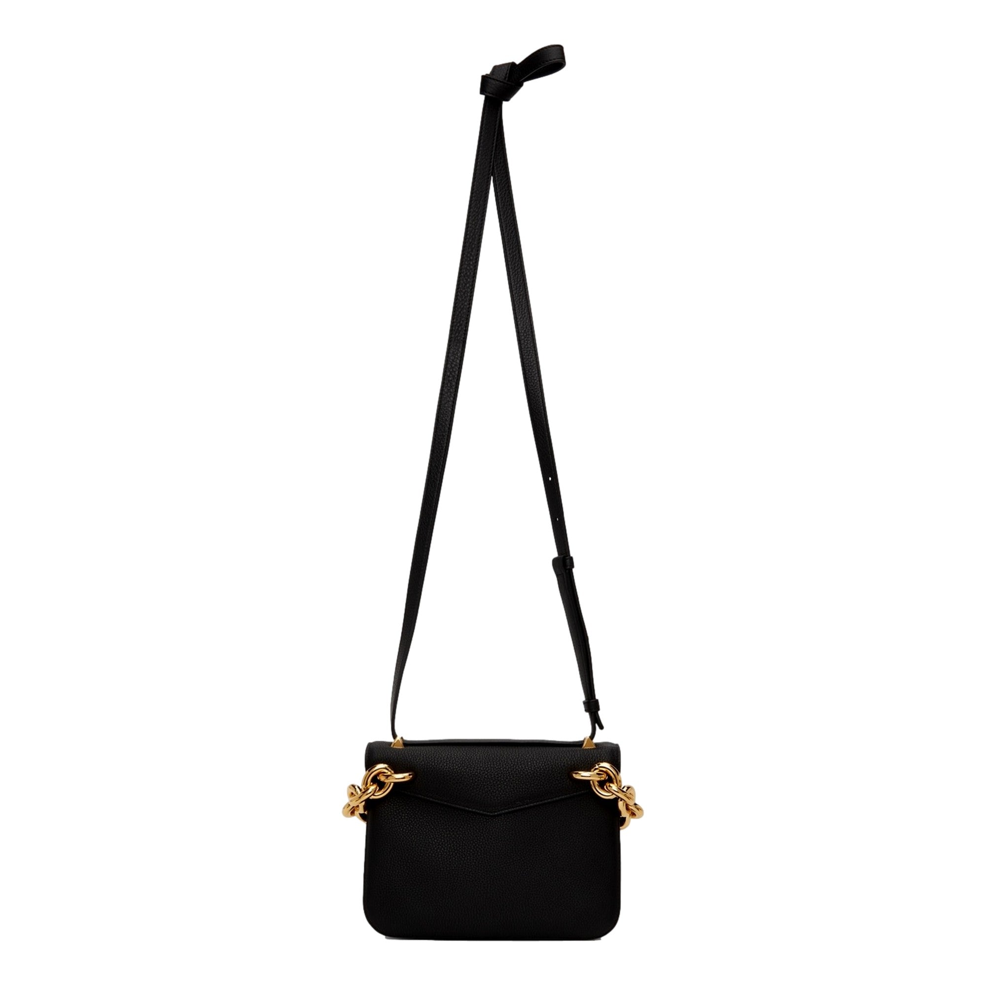 Bottega Veneta Calfskin Mount Envelope Crossbody Bag Black and Gold available at Queen Bee of Beverly Hills