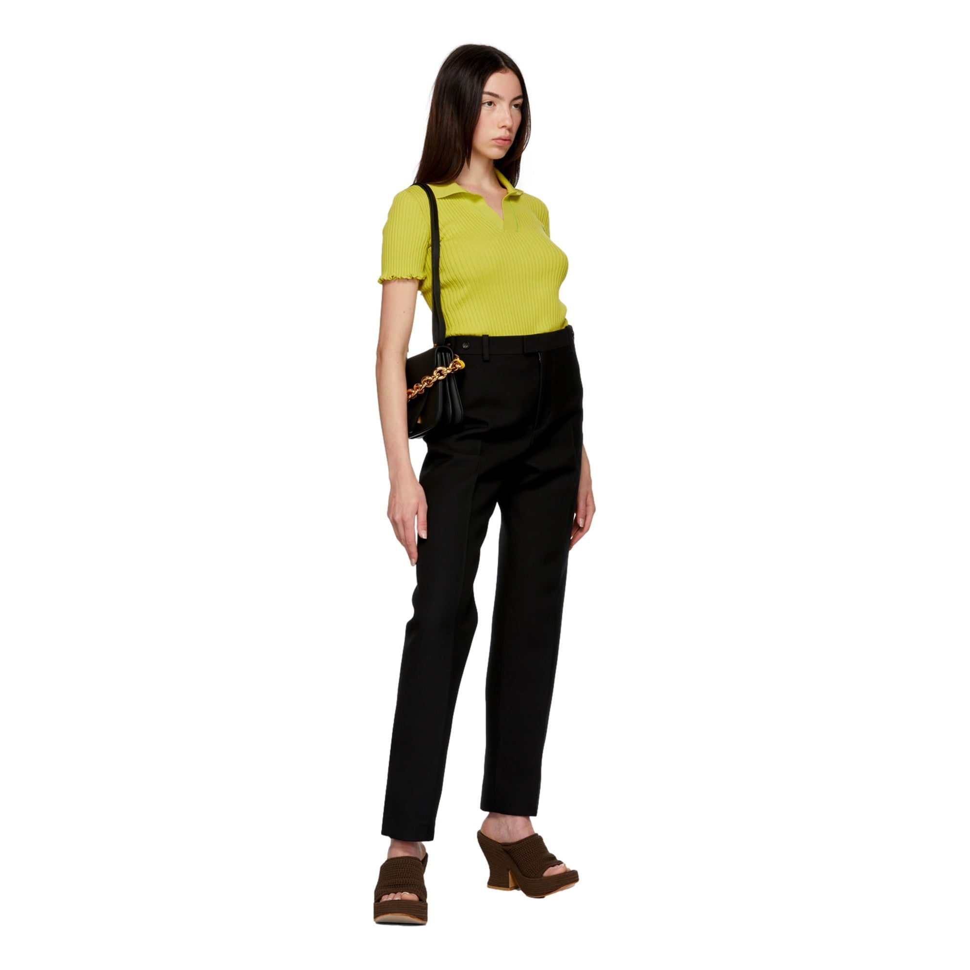 Bottega Veneta Calfskin Mount Envelope Crossbody Bag Black and Gold available at Queen Bee of Beverly Hills