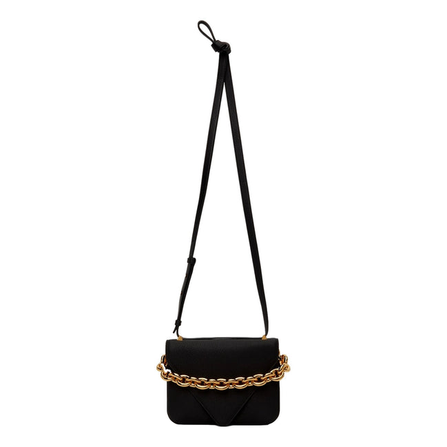 Bottega Veneta Calfskin Mount Envelope Crossbody Bag Black and Gold available at Queen Bee of Beverly Hills
