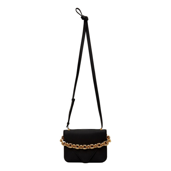 Bottega Veneta Calfskin Mount Envelope Crossbody Bag Black and Gold available at Queen Bee of Beverly Hills