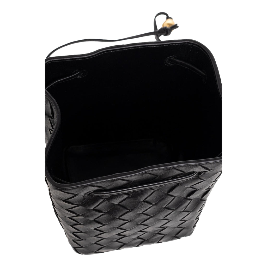 Bottega Veneta Intrecciato Black Leather Bucket Shoulder Bag at_Queen_Bee_of_Beverly_Hills