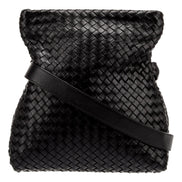 Bottega Veneta Intrecciato Olimpia Black Leather Fold Over Shoulder Bag available at Queen Bee of Beverly Hills