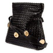 Bottega Veneta Intrecciato Olimpia Black Leather Fold Over Shoulder Bag available at Queen Bee of Beverly Hills