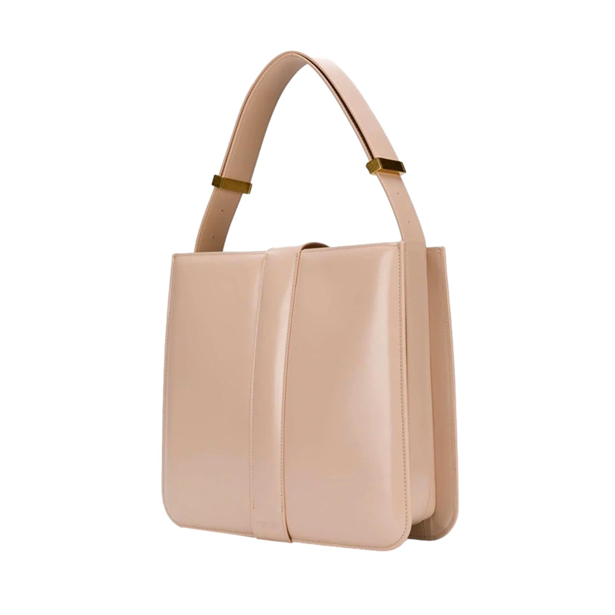 Bottega Veneta Marie Smooth Beige Leather Shoulder Bag at_Queen_Bee_of_Beverly_Hills