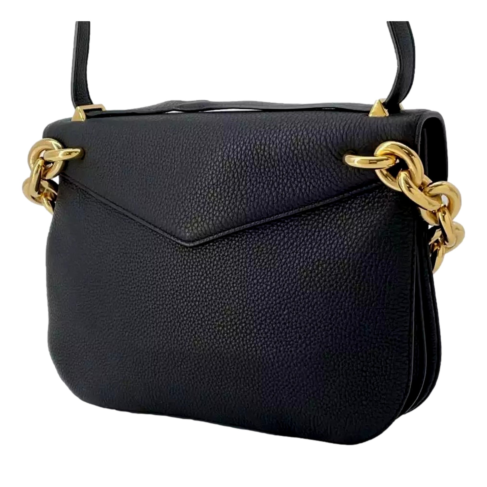 Bottega Veneta Mount Envelope Medium Shoulder Bag Leather Black and Gold available at Queen Bee of Beverly Hills