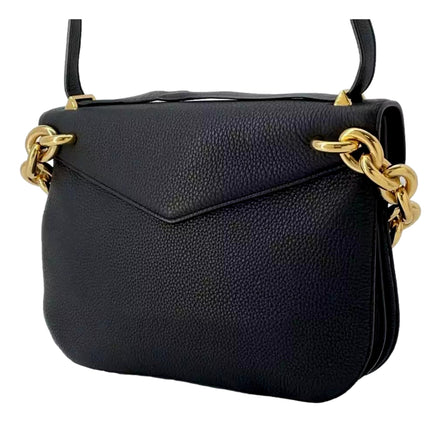 Bottega Veneta Mount Envelope Medium Shoulder Bag Leather Black and Gold available at Queen Bee of Beverly Hills