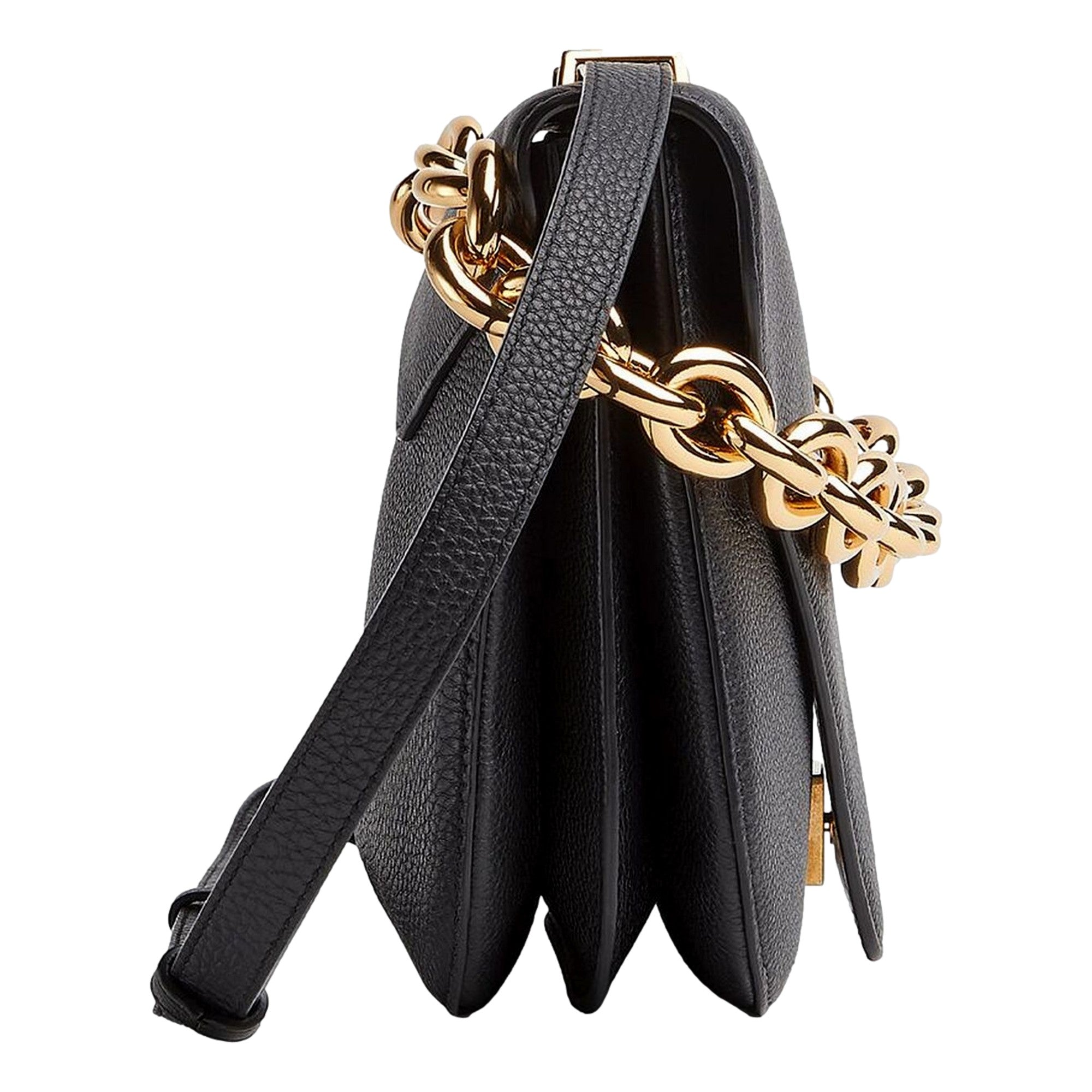 Bottega Veneta Mount Envelope Medium Shoulder Bag Leather Black and Gold available at Queen Bee of Beverly Hills