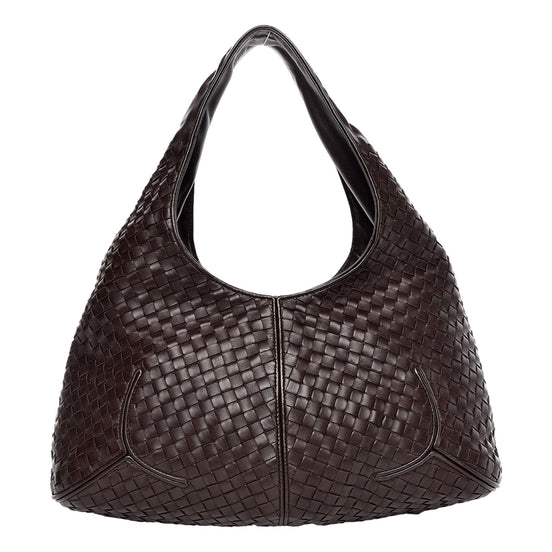 Bottega Veneta Nappa Intrecciato Ball Hobo Ebano Brown available at Queen Bee of Beverly Hills