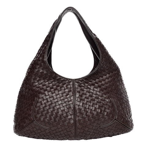 Bottega Veneta Nappa Intrecciato Ball Hobo Ebano Brown available at Queen Bee of Beverly Hills