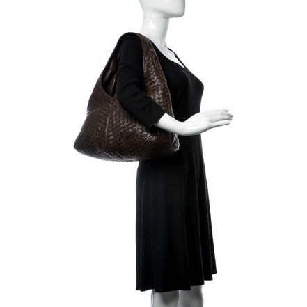 Bottega Veneta Nappa Intrecciato Ball Hobo Ebano Brown available at Queen Bee of Beverly Hills