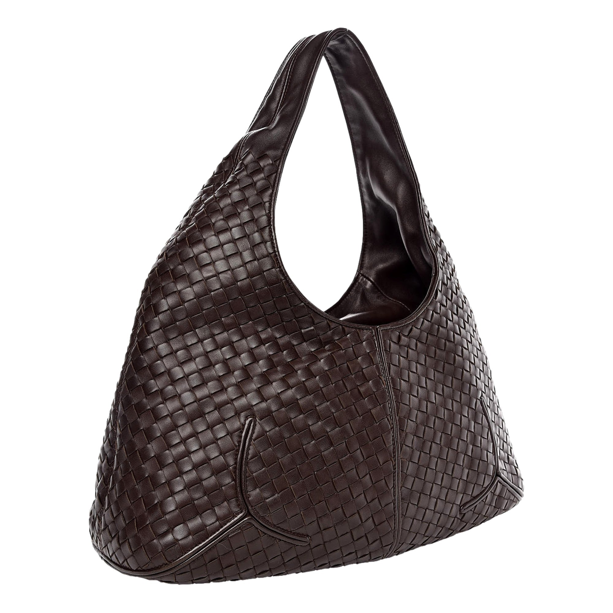 Bottega Veneta Nappa Intrecciato Ball Hobo Ebano Brown available at Queen Bee of Beverly Hills