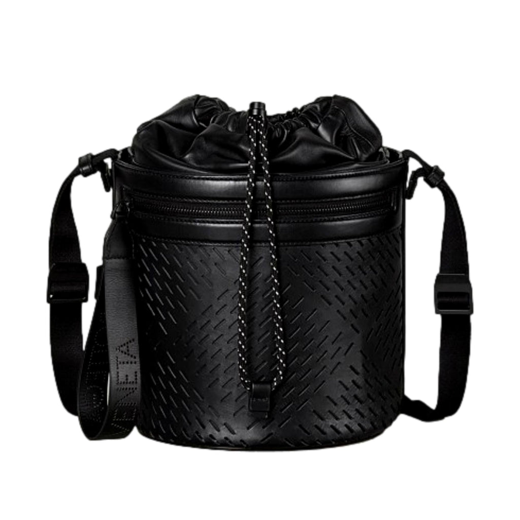 Bottega Veneta Perforated Black Leather Drawstring Bucket Bag at_Queen_Bee_of_Beverly_Hills