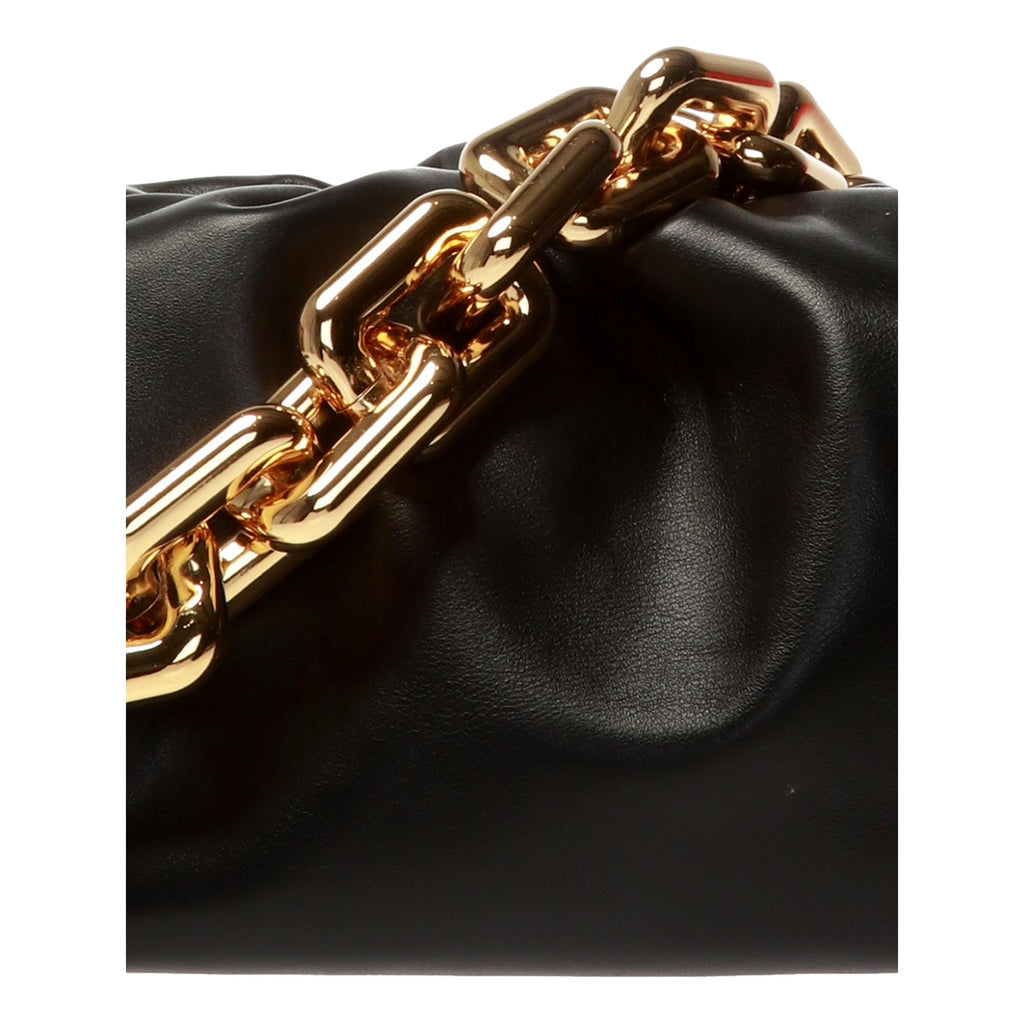 Bottega Veneta The Chain Pouch Black Calfskin Leather Shoulder Bag at_Queen_Bee_of_Beverly_Hills