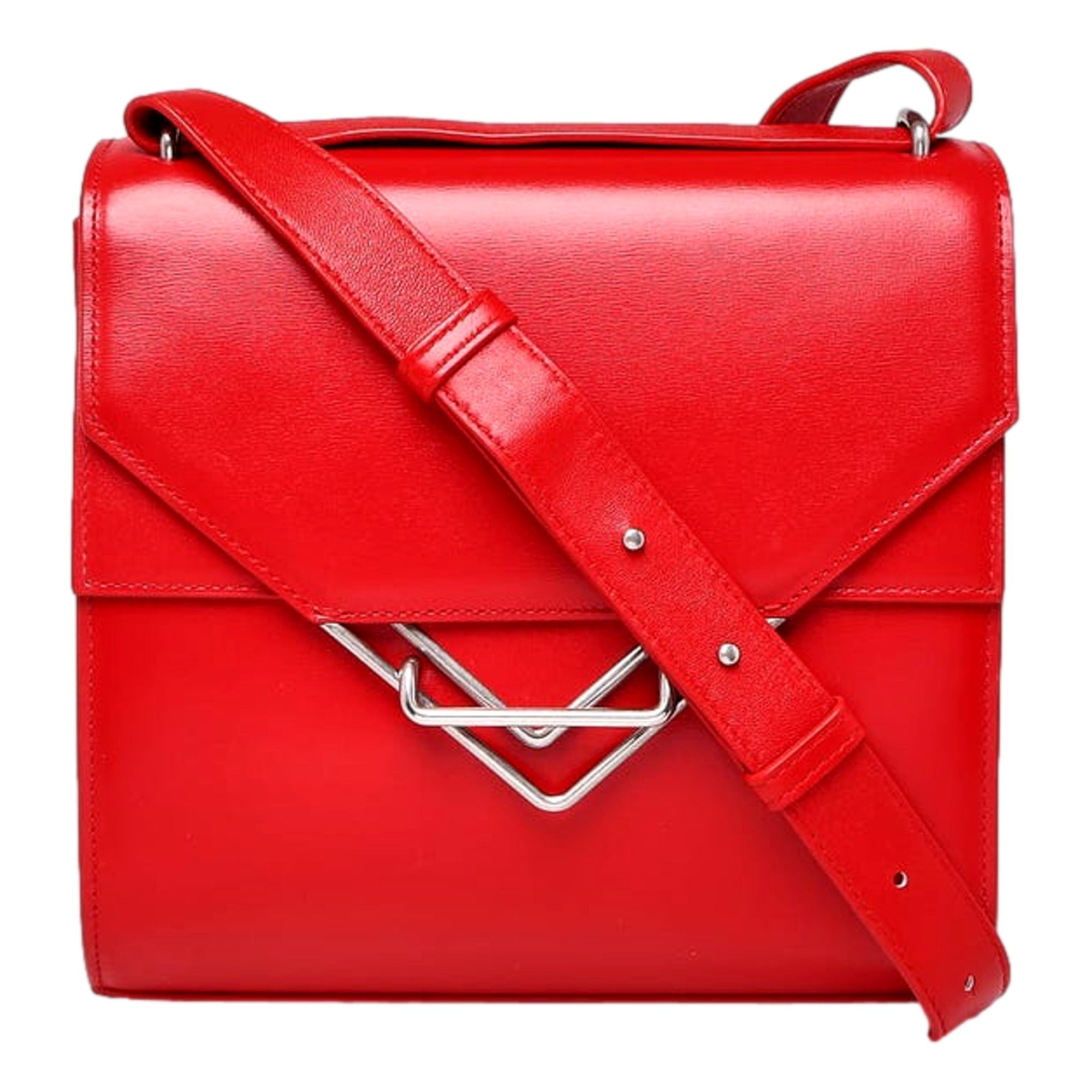 Bottega Veneta The Clip Womens Shoulder and Crossbody Bag Chili Red Calfskin Leather available at Queen Bee of Beverly Hills