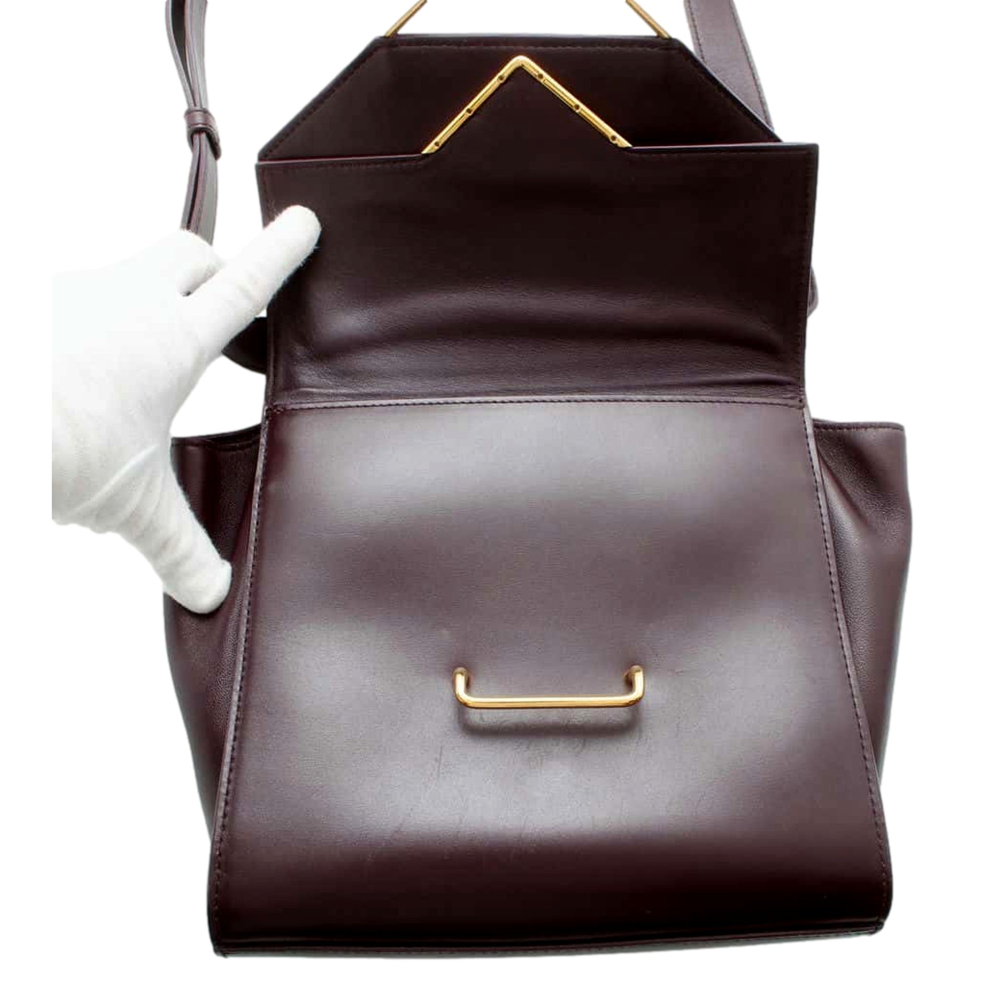 Bottega Veneta The Clip Womens Shoulder and Crossbody Bag Grape Purple Calfskin Leather available at Queen Bee of Beverly Hills