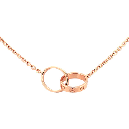 Cartier Love Pendant Interlocking Necklace 18k Rose Gold