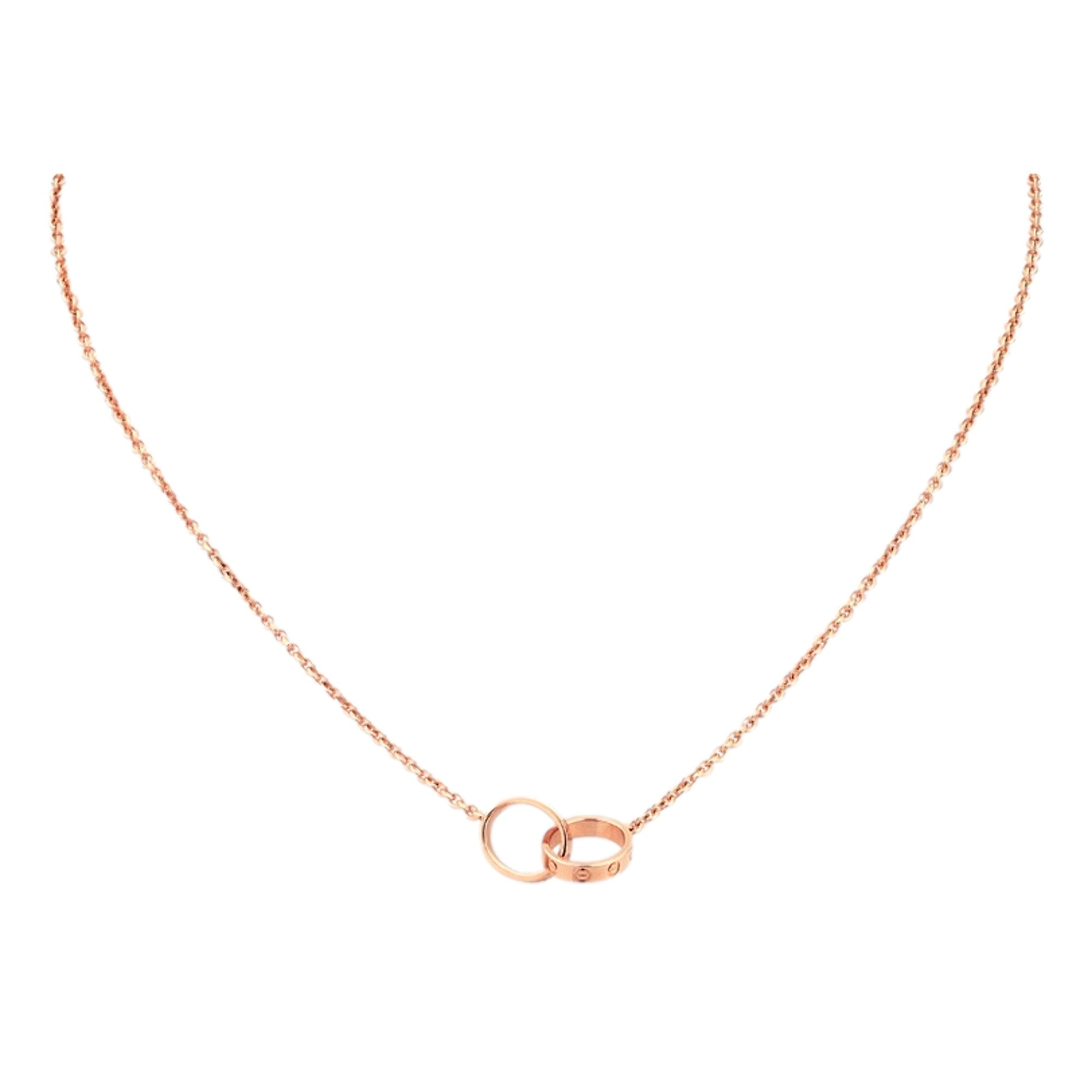 Cartier Love Pendant Interlocking Necklace 18k Rose Gold