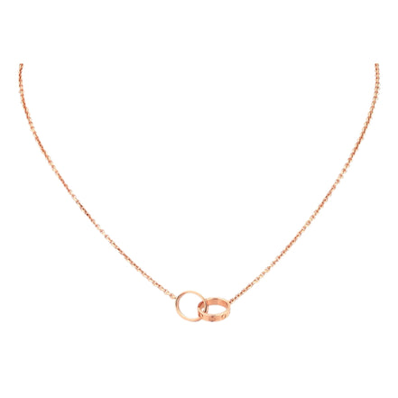 Cartier Love Pendant Interlocking Necklace 18k Rose Gold