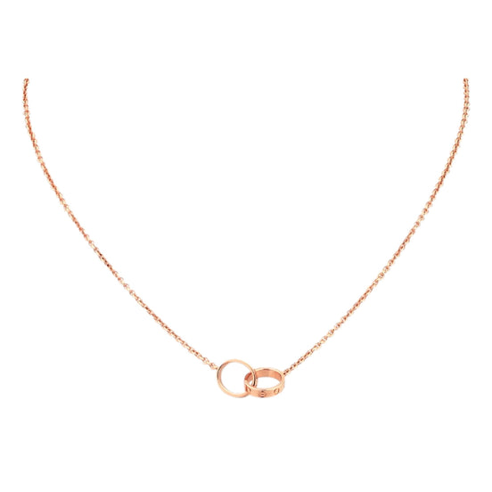 Cartier Love Pendant Interlocking Necklace 18k Rose Gold