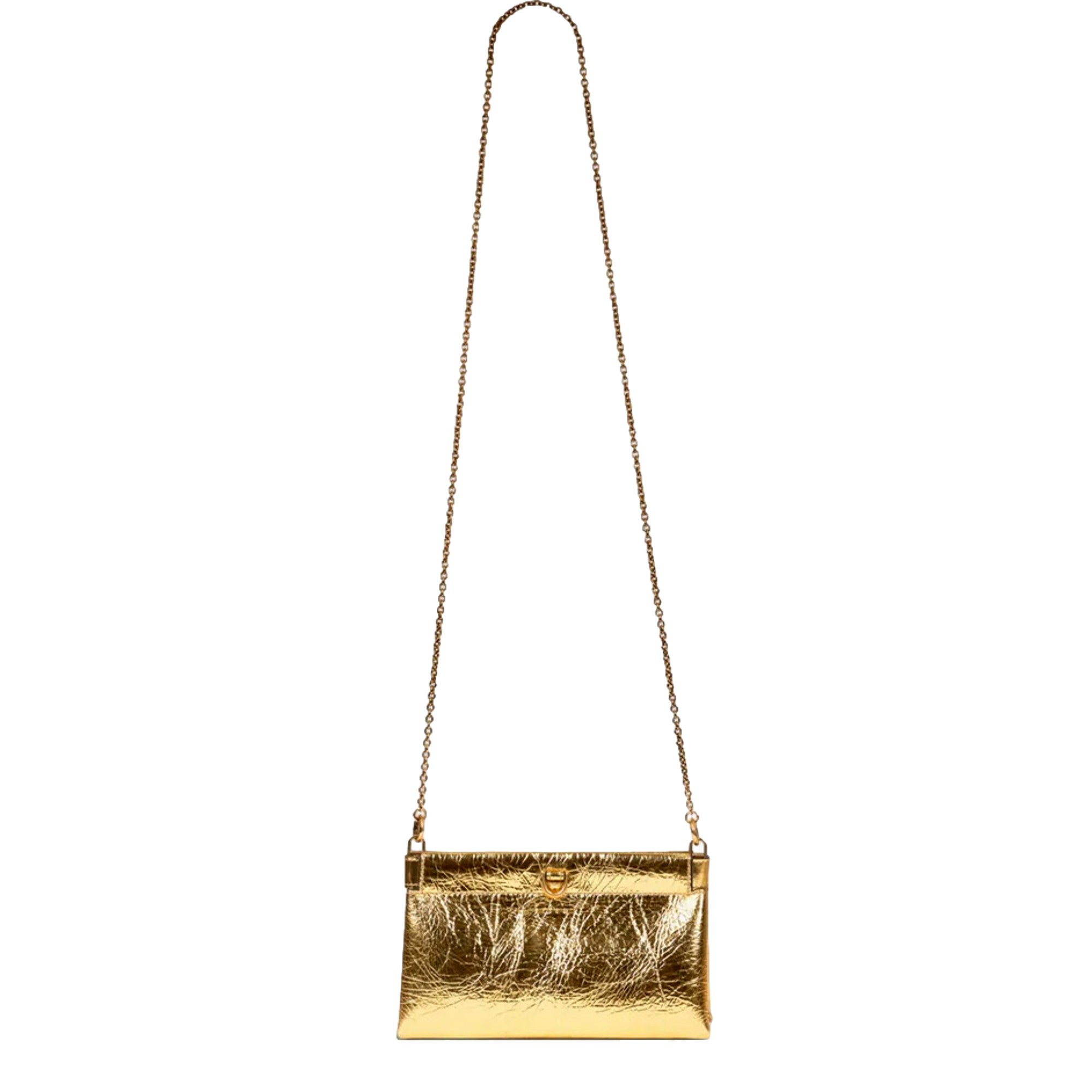 Balenciaga Crush Quilted Leather Metallic Gold Mini Crossbody Bag