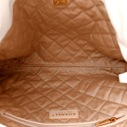 Chanel 22 Shiny Calfskin Quilted White Hobo Bag