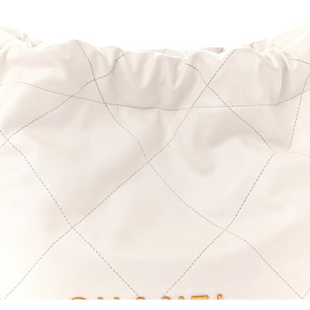 Chanel 22 Shiny Calfskin Quilted White Hobo Bag