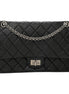 Chanel Black Aged Calfskin Quilted 2.55 Reissue 225 Flap Handbag With Chain available at Queen Bee of Beverly Hills