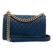 Chanel Boy Bag in Dark Blue sold at Queen Bee of Beverly Hills
