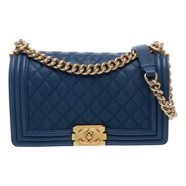 Chanel Boy Bag in Dark Blue sold at Queen Bee of Beverly Hills