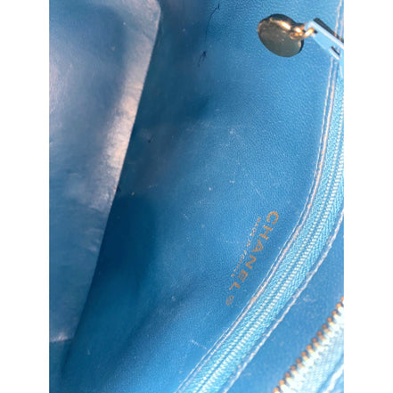 Chanel Caviar Leather CC Medallion Tote Bag Teal Blue available at Queen Bee of Beverly Hills
