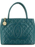 Chanel Caviar Leather CC Medallion Tote Bag Teal Blue available at Queen Bee of Beverly Hills