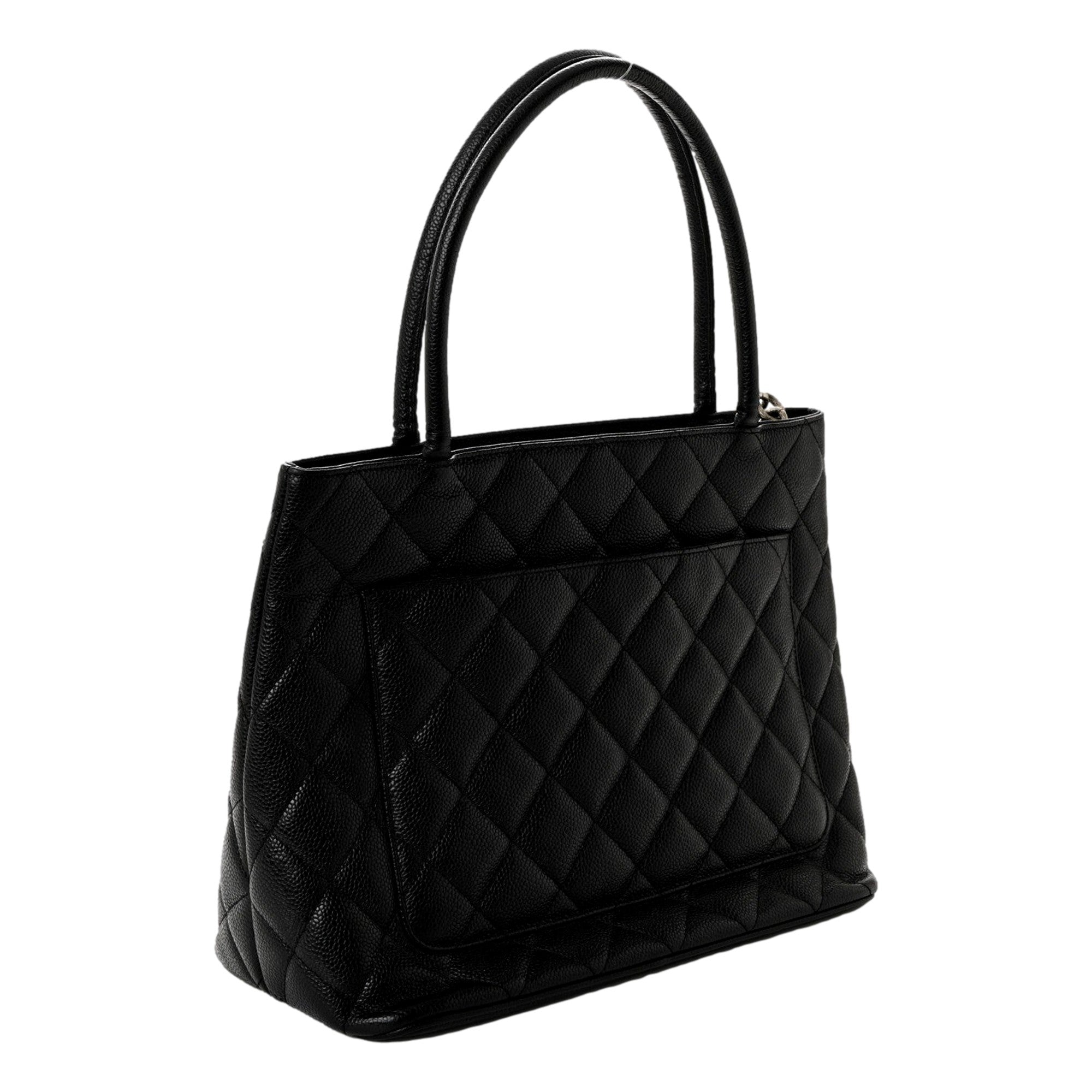 Chanel Caviar Quilted Leather Medallion Tote Black Handbag