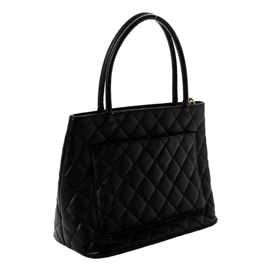 Chanel Caviar Quilted Leather Medallion Tote Black Handbag