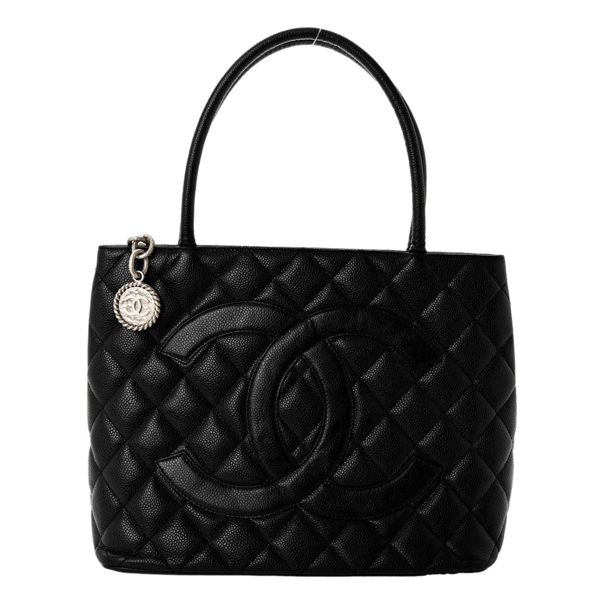 Chanel Caviar Quilted Leather Medallion Tote Black Handbag