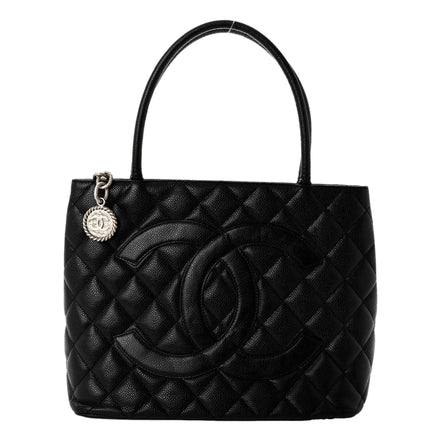 Chanel Caviar Quilted Leather Medallion Tote Black Handbag