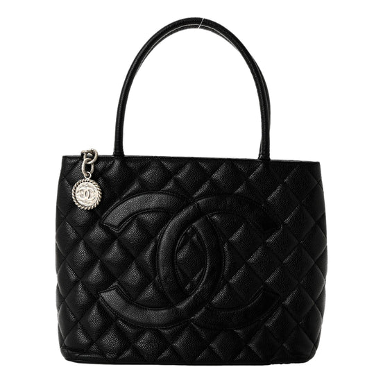 Chanel Caviar Quilted Leather Medallion Tote Black Handbag