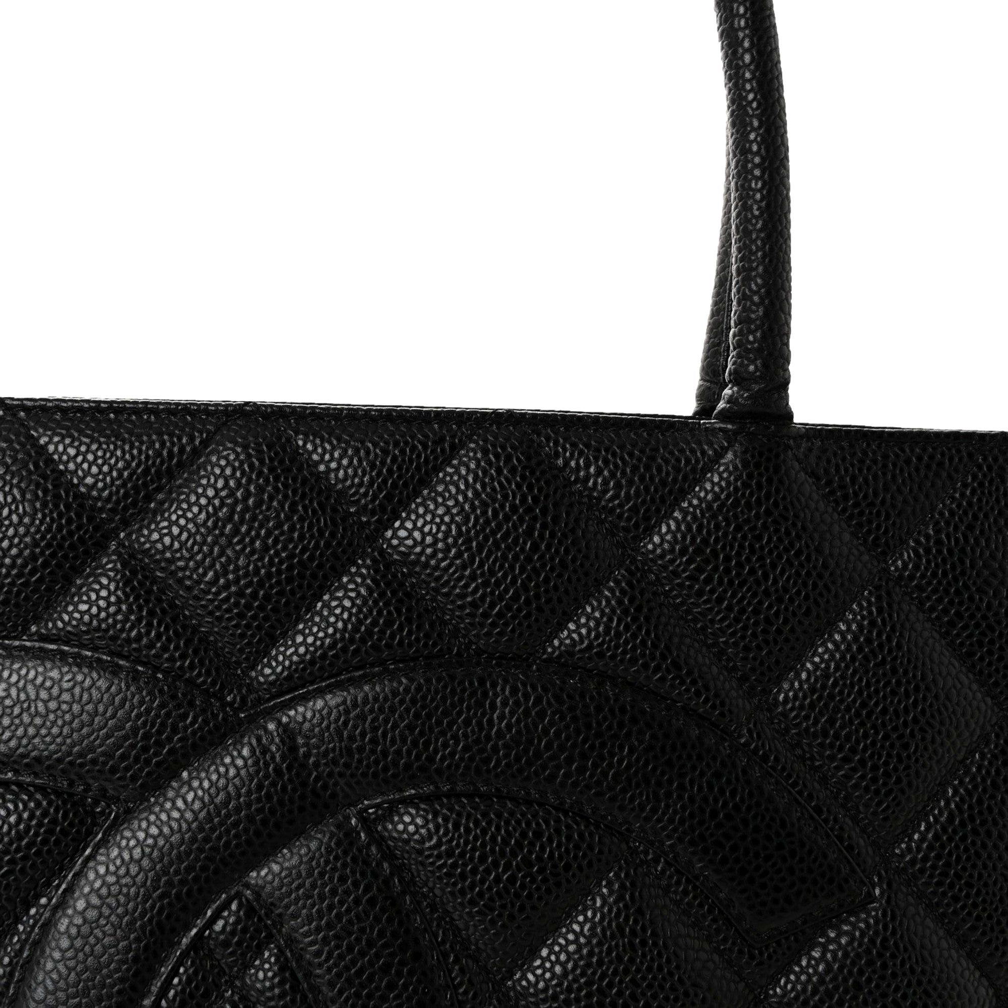 Chanel Caviar Quilted Leather Medallion Tote Black Handbag