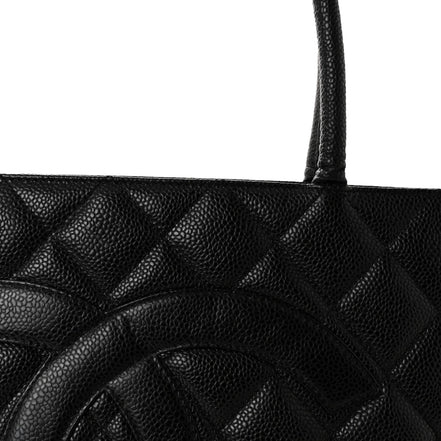 Chanel Caviar Quilted Leather Medallion Tote Black Handbag