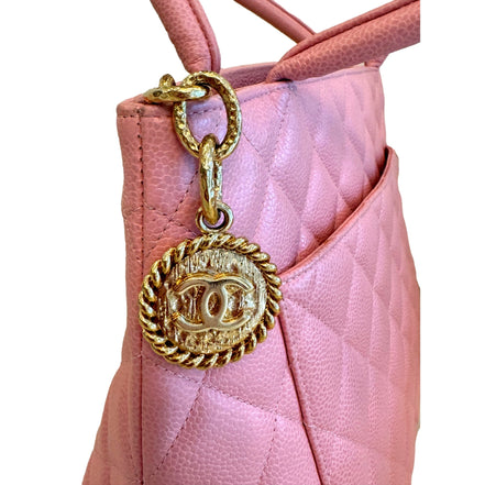Chanel Caviar Quilted Leather Medallion Tote Pink available at Queen Bee of Beverly Hills