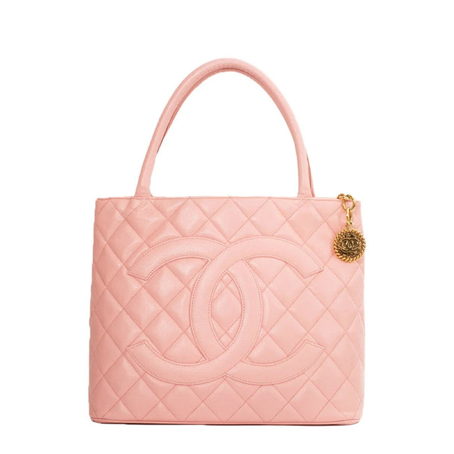 Chanel Caviar Quilted Leather Medallion Tote Pink available at Queen Bee of Beverly Hills