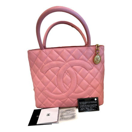 Chanel Caviar Quilted Leather Medallion Tote Pink available at Queen Bee of Beverly Hills